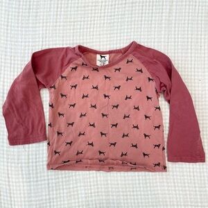 The Black Dog Kids Long Sleeve Shirt - Pink with Black Dog Print